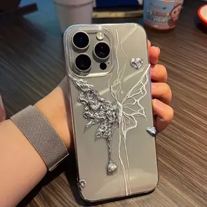 Handmade DIY 3D Butterfly Pattern Phone Case, Protector, Gothic Punk Style Phone Protective Cover, Phone Accessories Compatible with iPhone 11 12 13 14 15 Pro Max, Casing