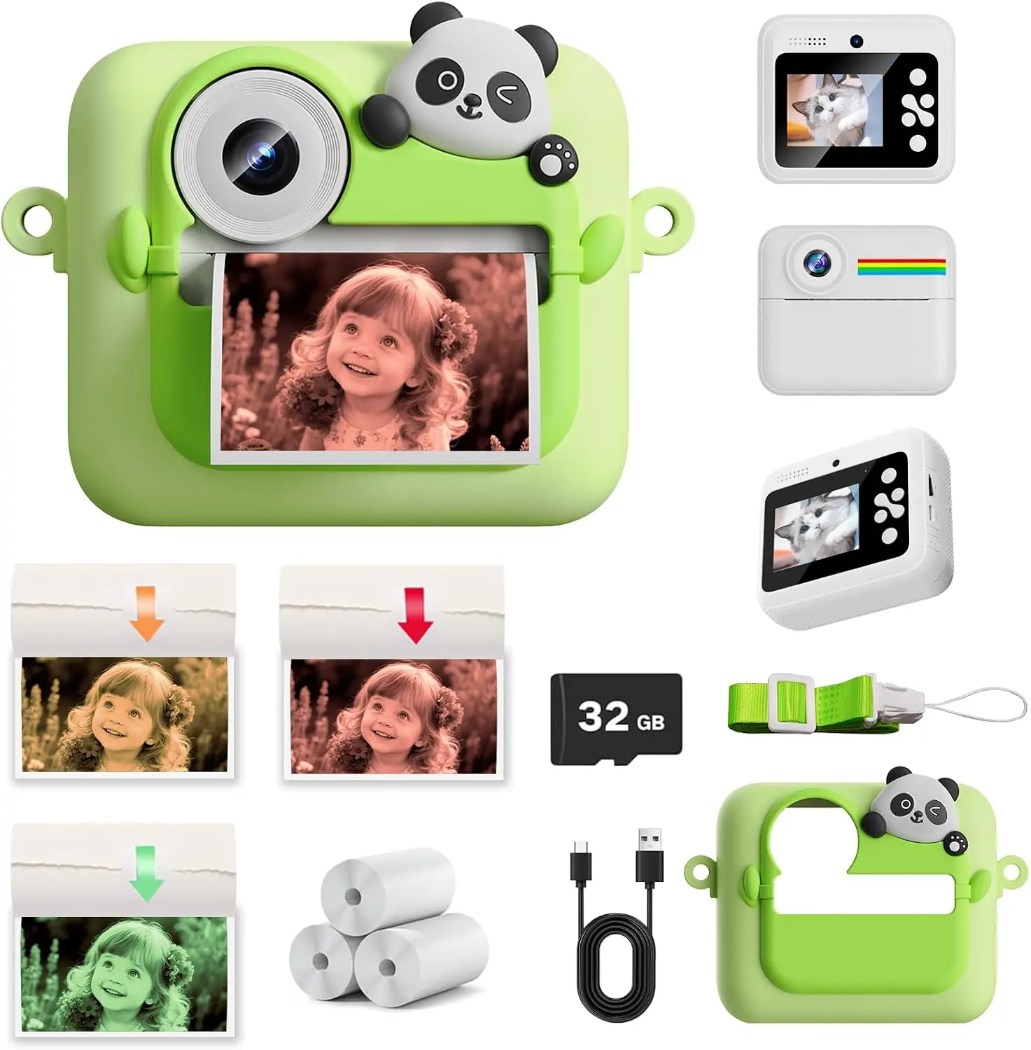 Kids instant print camera, 32GB and protect case