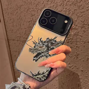 Eastern dragon Pattern Case for iPhone 17 Pro Max 17 Air 16/15/14/13/12/11 Pro Max XR XS E Plus Retro High-end Shockproof Drop Screen Protection Cute Durable PC Smartphone Cover