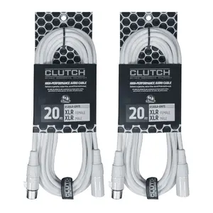 (2) Clutch 20' White Sure-Fit XLR Female to XLR Male Microphone or Speaker Cables Duo Package