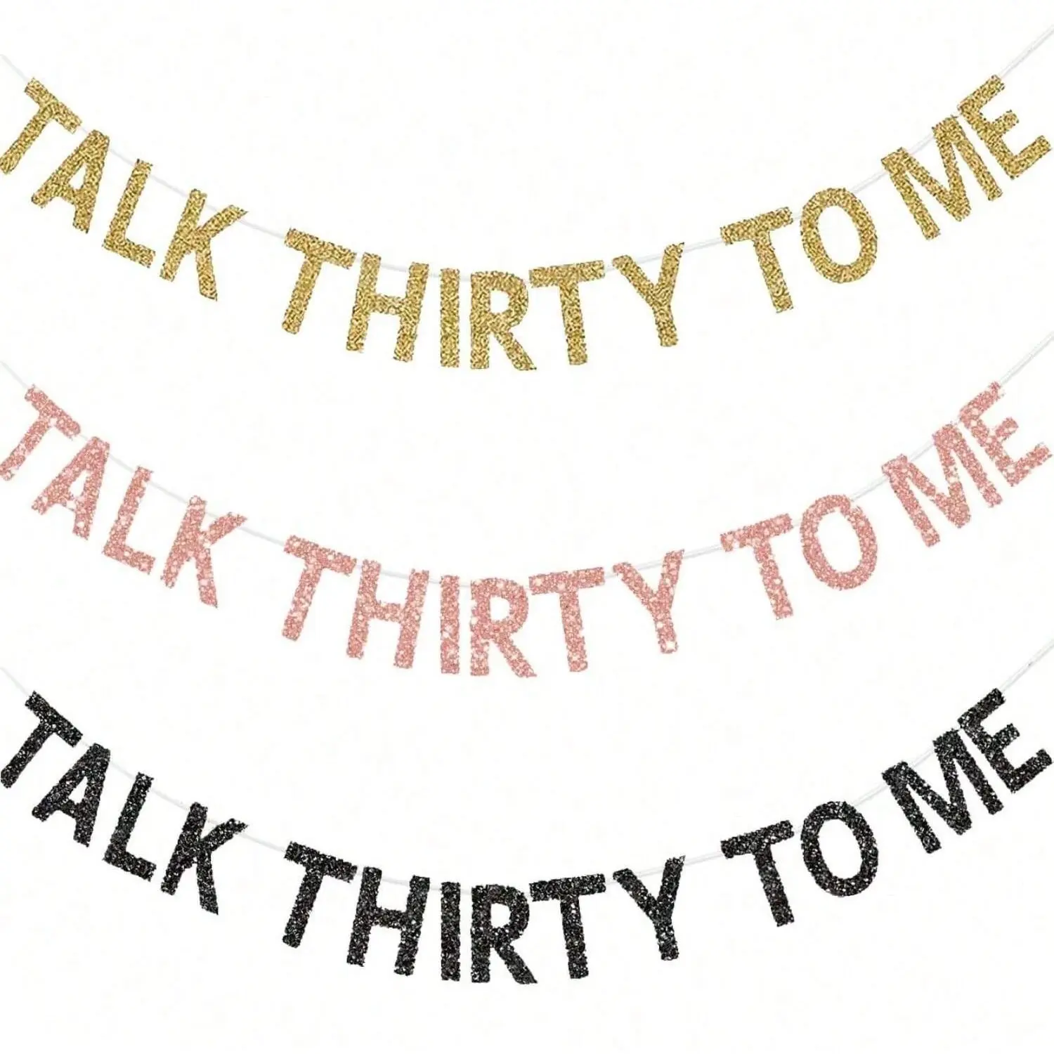 Talk Thirty to Me Banner, Glittery Foil Decor, Ornaments, Perfect for Men Women 30th Birthday Celebration, Anniversary, Trendy Party Accessory, Decoration, Party Decorations Banners