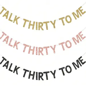 Talk Thirty to Me Banner, Glittery Foil Decor, Perfect for Men Women 30th Birthday Celebration, Trendy Party Accessory, Decoration