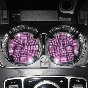 Rhinestone Car Coaster, 1 Pair Car Cup Holder Coaster, Car Interior Decoration Accessories, Easy Cleaning, Non-slip, Heat Resistant Car Cup Holder Pad