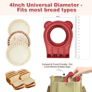 Crustless Sandwich Cutter and Sealer - Round PB&J Maker Tool for Kids Lunch, Red - DIY Uncrustables Maker, Perfect for Sandwiches, Biscuits & Cookies