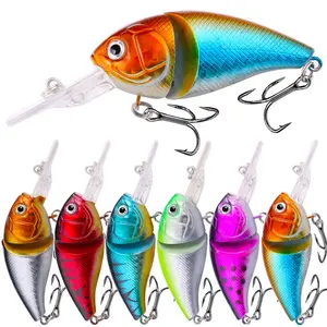 6 Pieces Crank Baits Floating Minnow Fishing Lures Set Multi Segments Jointed Hard Bait 3.35in/0.5oz,Bionic Hard Fishing Bait Suitable for Fresh Water and Saltwater,Double Hook Surface lures Lure for Bass Trout Bass Lures