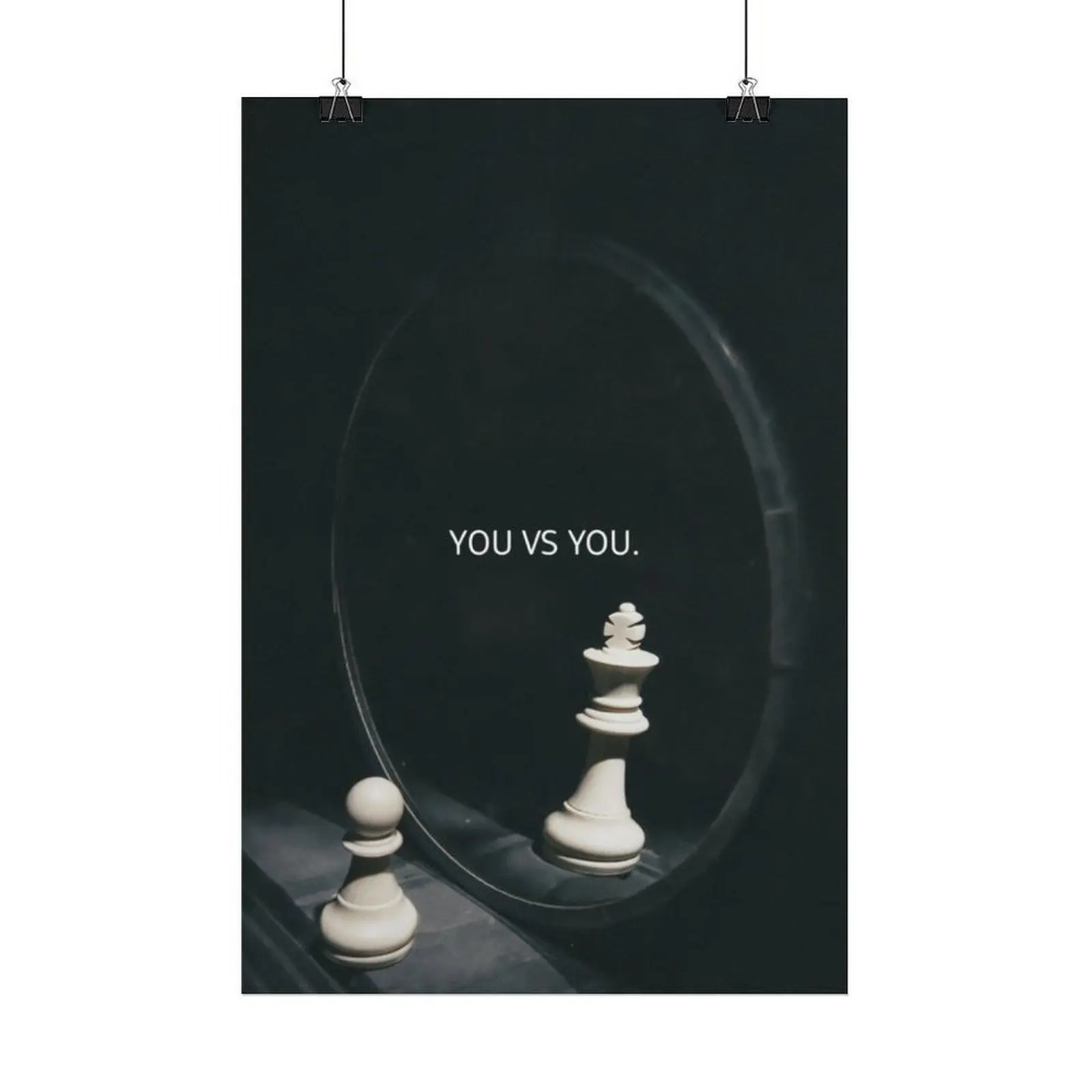 You Vs You Chess Poster Print, Motivational Self Discipline Mirror Wall Art, Black Minimalist Quote Poster for Gym Bedroom Office Dorm Gaming Room, Mindset Aesthetic Decor, Inspirational Gift for Him Her (Unframed)