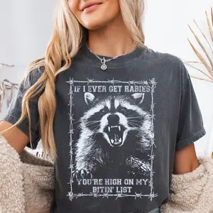 If I Ever Get Rabies Funny Meme Shirt, Unisex American Apparel Tee, Viral TikTok Humor Graphic Top, Casual Country Music Inspired T-Shirt, Gift for Friends or Him