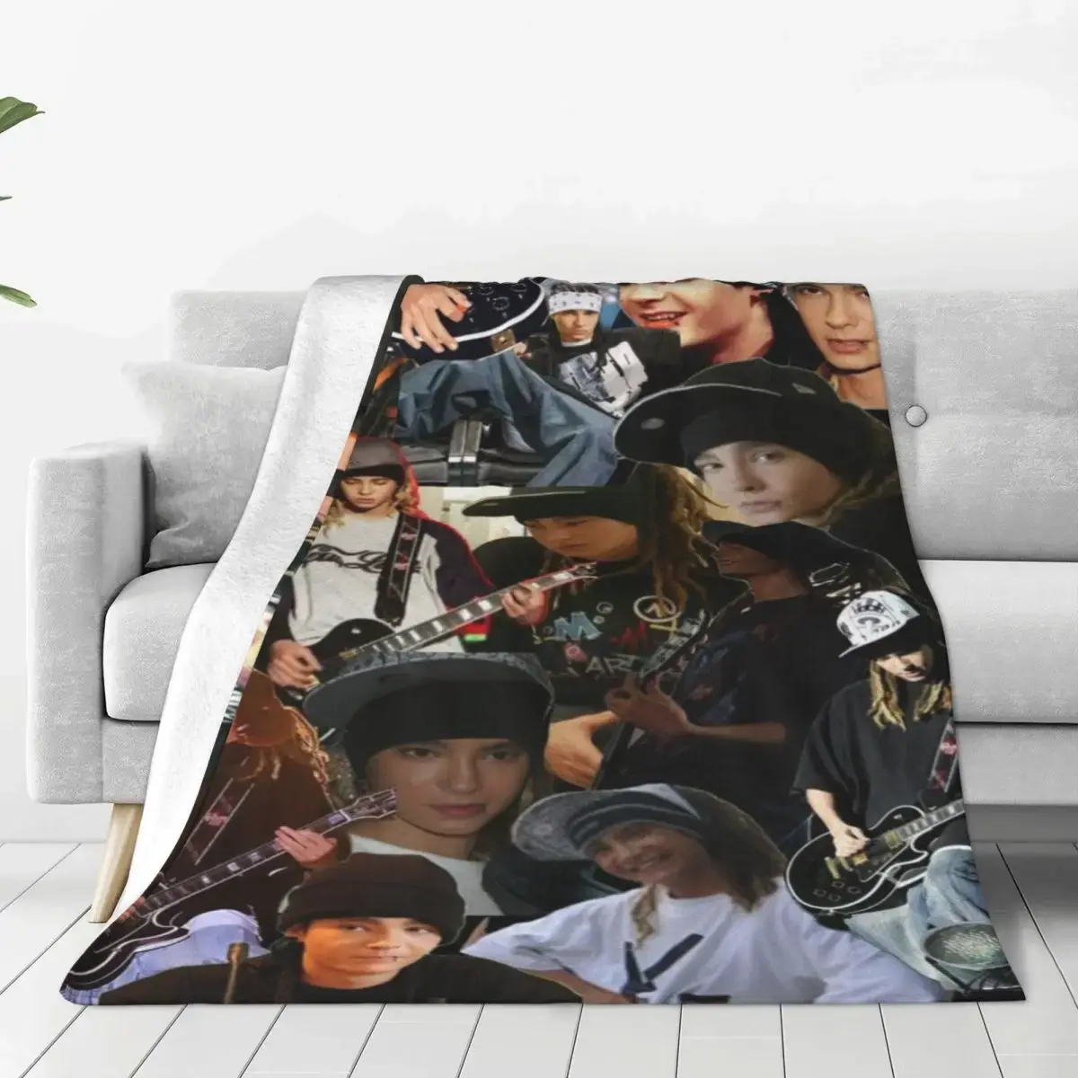 Tom Kaulitz Pop-Rock Band Imagery Collage Plaid Fleece Print Blanket - Ultra-Soft Plush, Fluffy Blankets, Wrinkle-Resistant, Cozy Setup, Multi-Size, Sofa Cover, Bedding, Thanksgiving Gift for Family