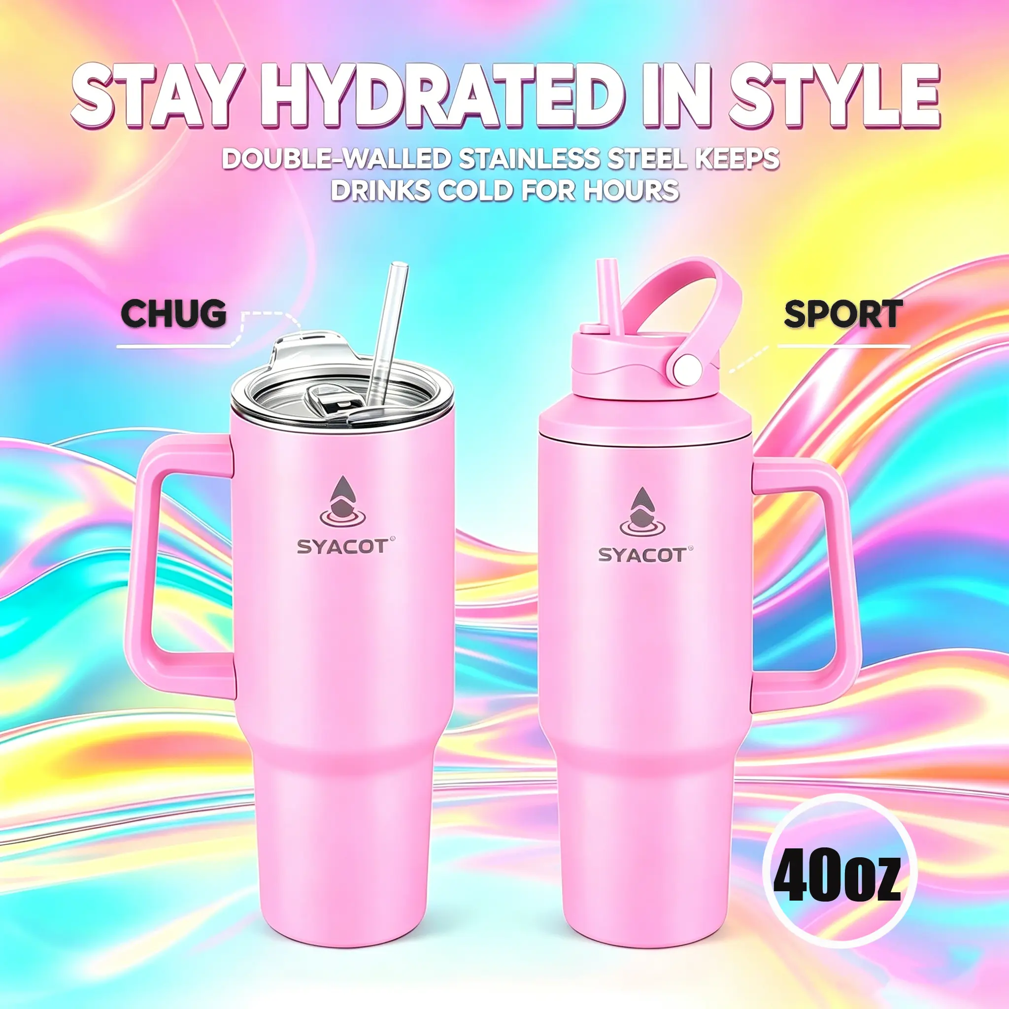 Double-Wall  Tumblers - Unique 40oz    Insulated   Sippy Cup,Kitchenware Drinkware Stylish Flask,Portable Vacuum Bottled   Leakproof  Coffee Mug for aniversary Travel Drinking   Deals,Christmas  Reusable Ideal   Cute  Gifts for Student,Wellness Lifestyle