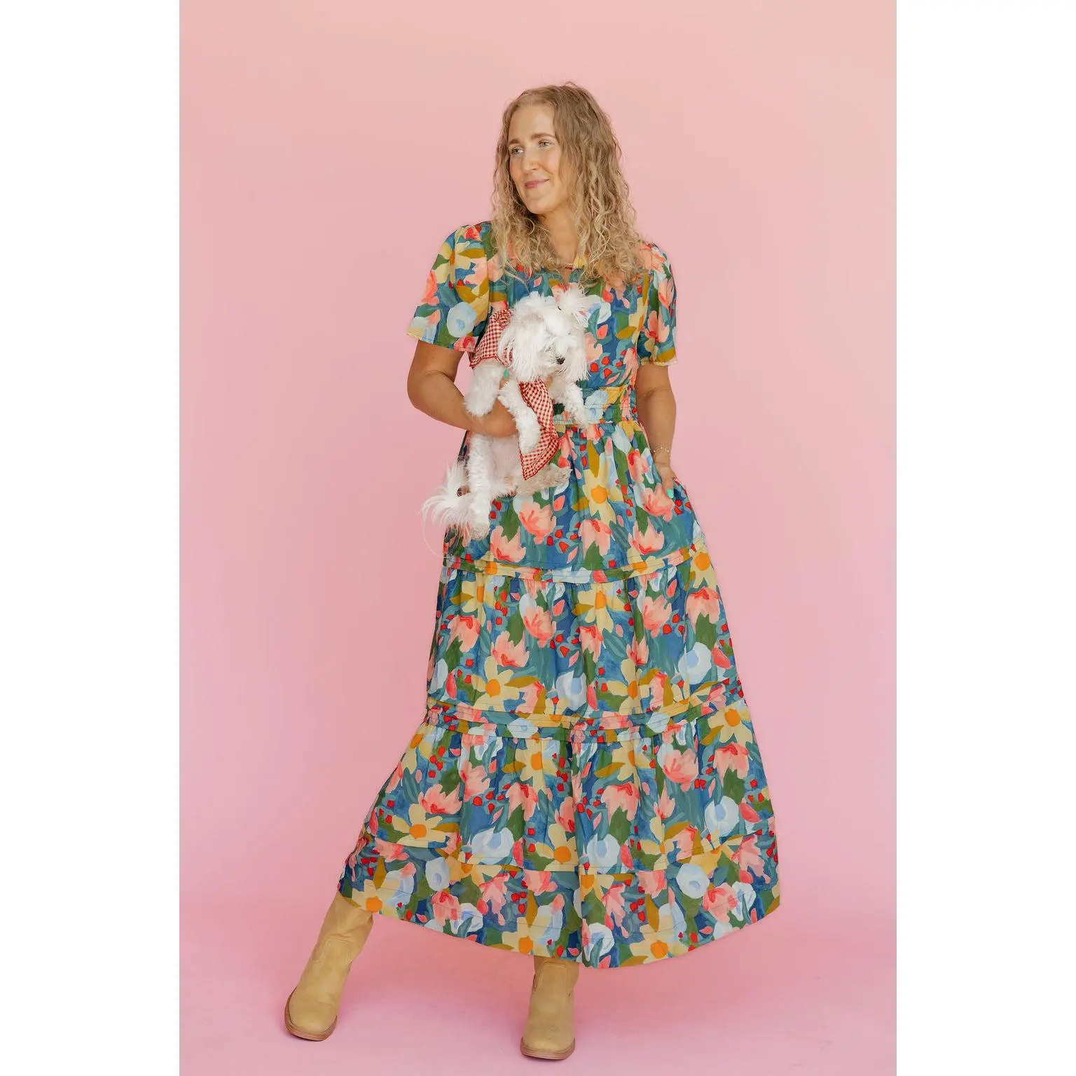 Caribbean Dress-Blue Multi