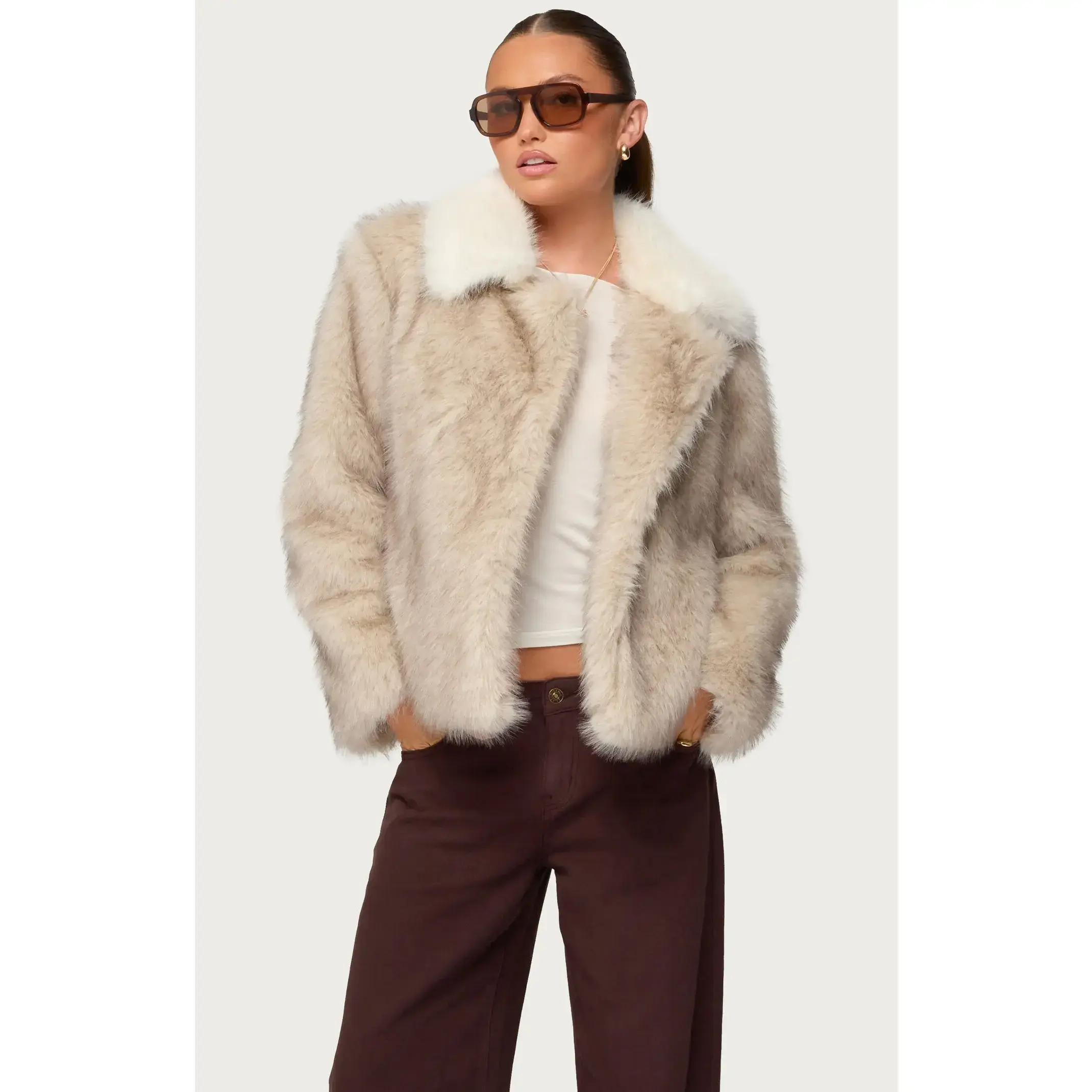Edikted Women's Contrast Collar Faux Fur Jacket