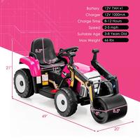 12V Road Roller w/ Adjustable Drum Roller - Pink