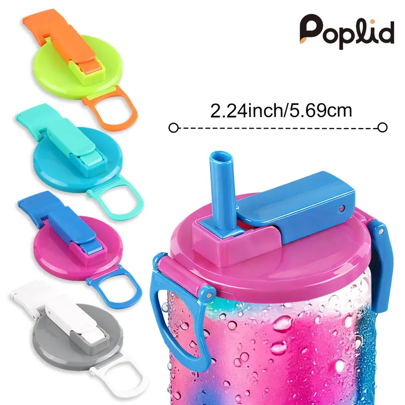 PopLid Soda Can Lids 4-Pack (4 Colors) - BPA-Free Reusable Can Covers, One-Click Open, Leakproof & Airtight Seal to Keep Drinks Fresh ,SummerVibes