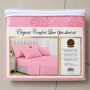 Elegant Comfort Lace 6-Piece Queen Sheet Set – Soft Luxury Bedding Set with Lace Design
