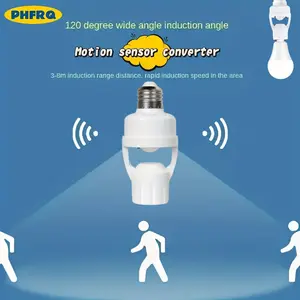 Motion Sensor E27 Light Socket Converter, Adjustable Delay Time Switch, Color Temperature Control, Base, Home Use Bulb Adapter