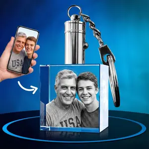 Keychain Personalized Laser Engraved Crystal Mini Pocket Photo Album Multi Shape Custom Home Memory Keepsake Decor Gift For Couple Mom Dad Pet Anniversary Valentine Memorial Bereavement Souvenir Ornament