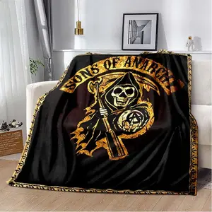 Rogue Reapers Brotherhood Fleece Throw Blanket - Cozy All-Season Skull & Crossed Pistons Design, for Home, Office, Bedroom, Travel - Ideal Birthday Christmas Gift for Family Friends Men Women Adults