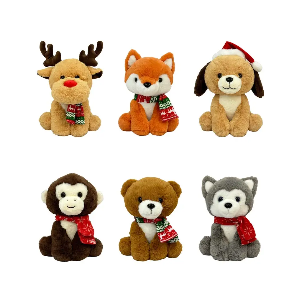 NEW ARRIVAL FOR CHRISTMAS HOLIDAY! 9"CHRISTMAS ANIMALS WITH SCARF-Perfect for Christmas Gifts and Holiday Decorations
