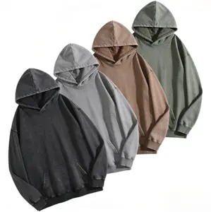 Vintage Acid Wash Oversized Hoodie | Heavyweight Earth-Tone Streetwear Pullover for Men Women