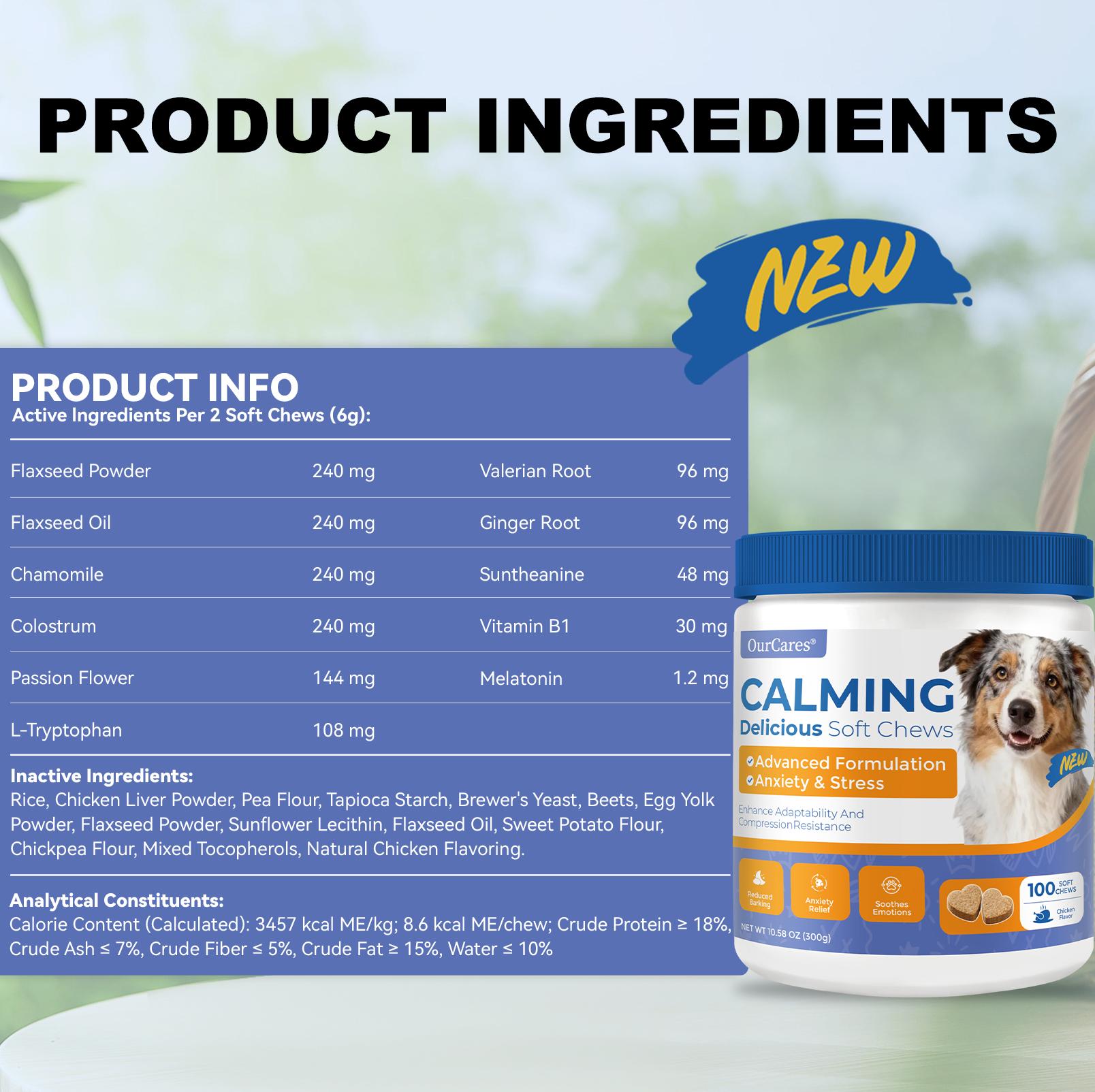 OurCares Generation 2 Calming Chews for Dogs Composure & Relaxation for Everyday Stress & Separation Chicken Flavor 100 Soft Chews Daily Pet Snacks OurCares Generation 2 Calming Chews for Dogs Composure & Relaxation for Everyday Stress & Separation Chicken Flavor 100 Soft Chews Daily Pet Snacks