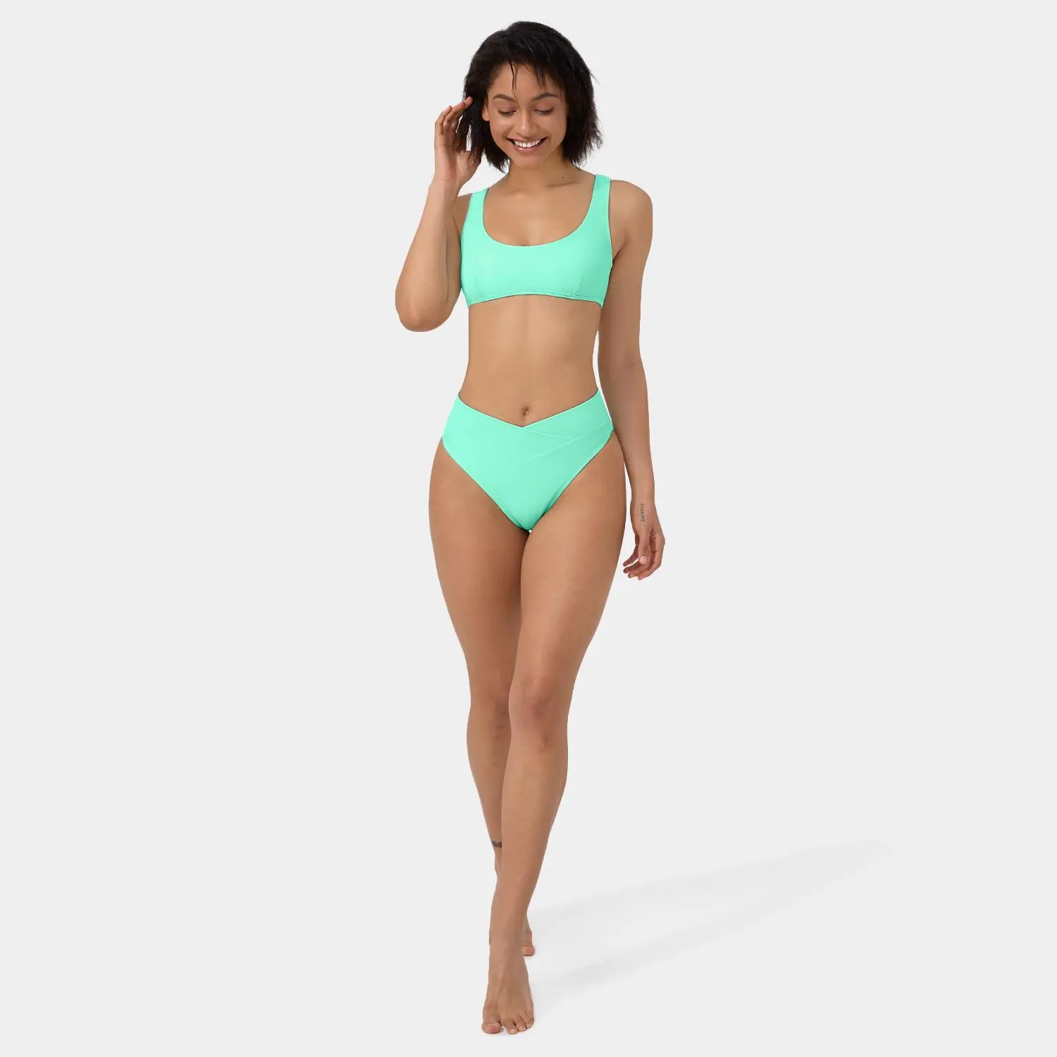 Halara Solid U Neck Bikini Top/Crossover Bikini Bottom Swimsuit, Beach Outfits, Summer Activewear