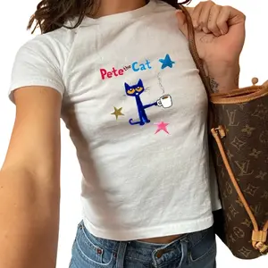 Pete the Cat Baby Tee, Pete the Cat Drinking Coffee, Children's Nostalgia Merch, Trendy Baby Tee, Coquette Vintage Design