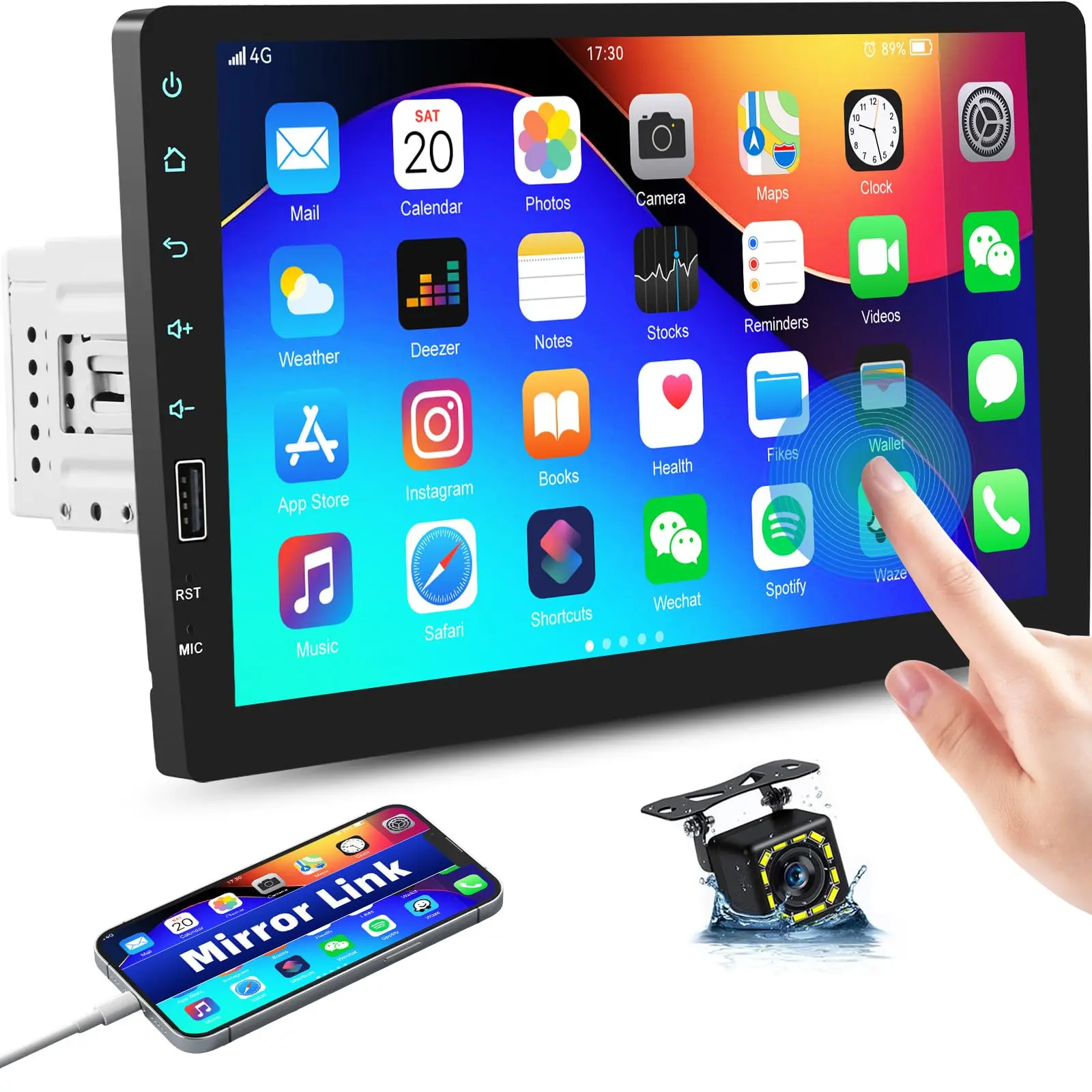 9in Touch Screen Single Din Car Stereo Radio Player - Bluetooth Hands-Free Call, Mirror Link, FM Radio, SWC, USB, EQ Support, Backup Camera, Driving Car Audio Video Player, Tool Upgrade