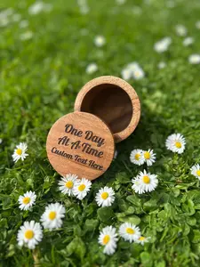 Acacia Wood Trinket Box – “One Day at a Time” + Custom Text