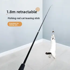 Retractable Cat Teaser Wand – 1.8M Interactive Wand Toy for Cats with 4 Feather Teasers