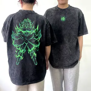Broly Legendary Super Saiyan Vintage Acid Wash Anime T-Shirt Black Graphic Tee