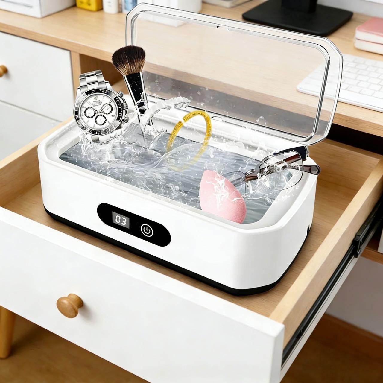 Ultrasonic Cleaner with 304 Stainless Steel Tank, 5 Timer Settings, Deep Cleaning Device for Jewelry, Glasses, Watches, Dentures, Retainers, Coins & Small Metal Parts