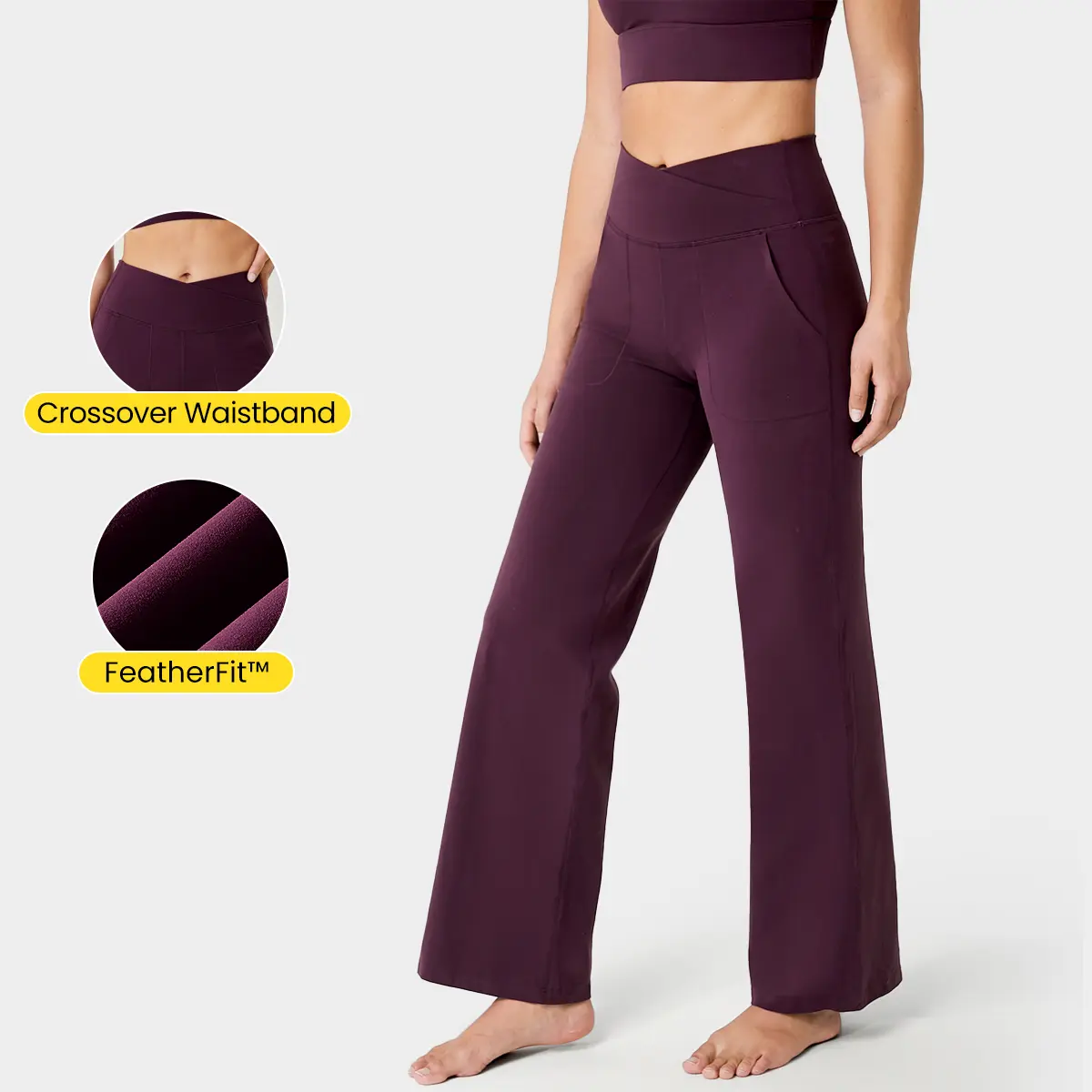 GLOWMODE 29" FeatherFit Crossover Straight-Leg Pocket Pants Daily Casual Fall