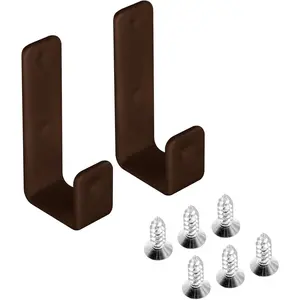 2pcs Heavy Duty Bunk Bed Ladder Hooks, 1 Inch Coffee PVC Coated Metal J Hook Hangers, Utility Library Ladder Hardware Brackets for Loft Bed Stairs, Camper/RV, Garage Storage & Tools