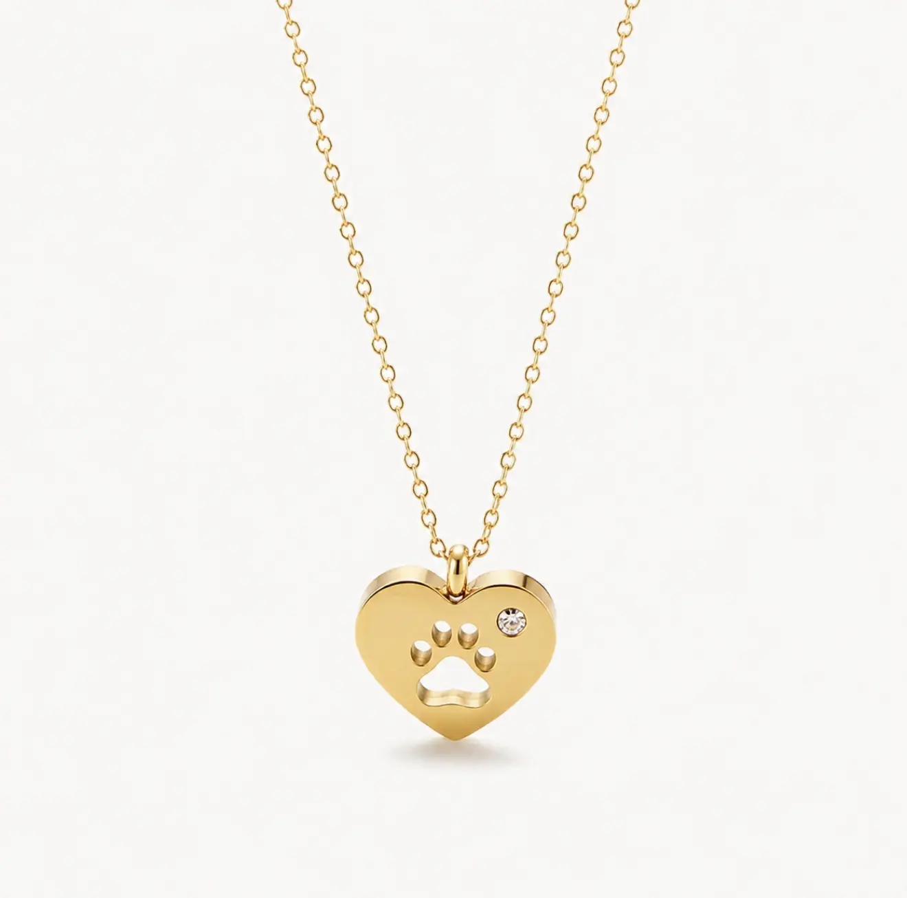 Paw Print Heart Necklace | Waterproof & Hypoallergenic Stainless Steel