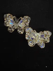 (279) 2PCS Black & White Butterfly Charms | Sparkly Rhinestone DIY Accessories