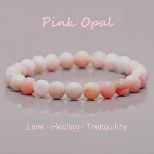 Pink Opal Bracelet Natural Healing Crystal for Love Emotional Balance 6mm 8mm 10mm Beads Gift for Women from Peru Australia Emotional Healing Love Compassion Calm Serenity