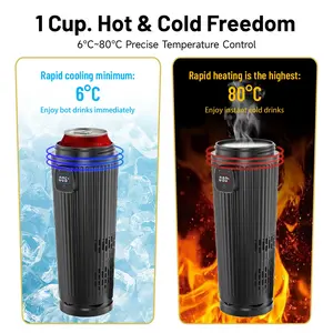 2-In-1 Portable Smart Hot and Cold Travel Mug, 12V Low Voltage Safety, Temperature Control From 6°c to 80°c, Food Grade Material for Office and Travel, Children's bottle insulation, suitable for all seasons,cool car stuff,Hard Coolers