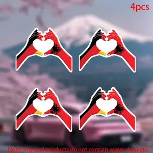 Albania Germany Heart Peace Stickers, Durable Adhesive Vinyl Decals for Car Doors Windows Laptops Furniture Bumpers, Set of 4 Pieces
