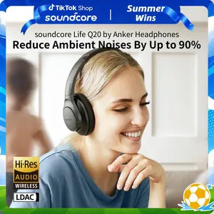 [Refurbished]soundcore Anker Life Q20 Hybrid Active Noise Cancelling Headphones, Wireless Over Ear Bluetooth Headphones, 60H Playtime, Hi-Res Audio, Deep Bass, Foam Ear Cups, Travel, Office, USB-C Charging #DealsForYouDays, #summerwins