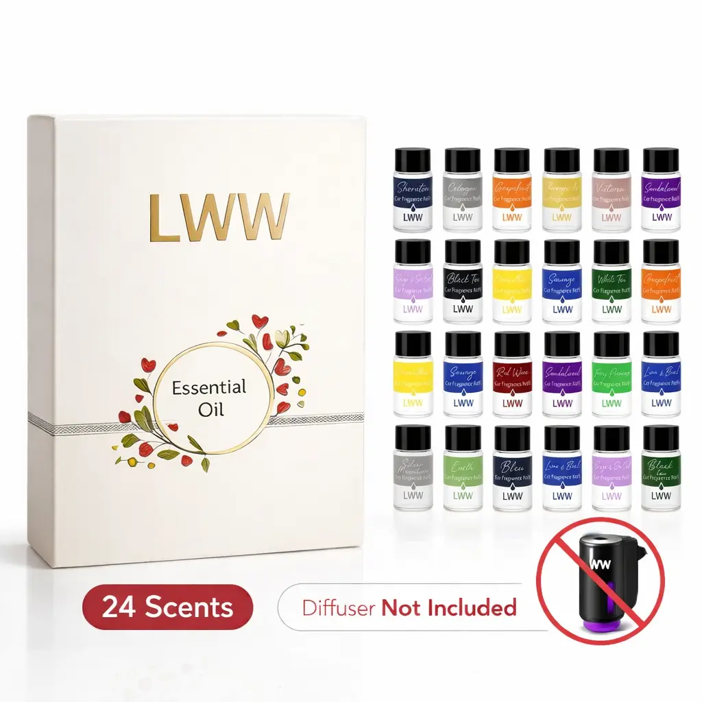 LWW Aromatherapy Diffuser Oil Refills, 24-Pack 10mL Assorted Multi-Setting Aromatherapy Fragrance Freshener, Home & Office Fragrance Solutions (Refill Only), Aromatherapy Scented Oils