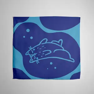 Hairbands & Scrunchies - Blue Design with Cat Illustration