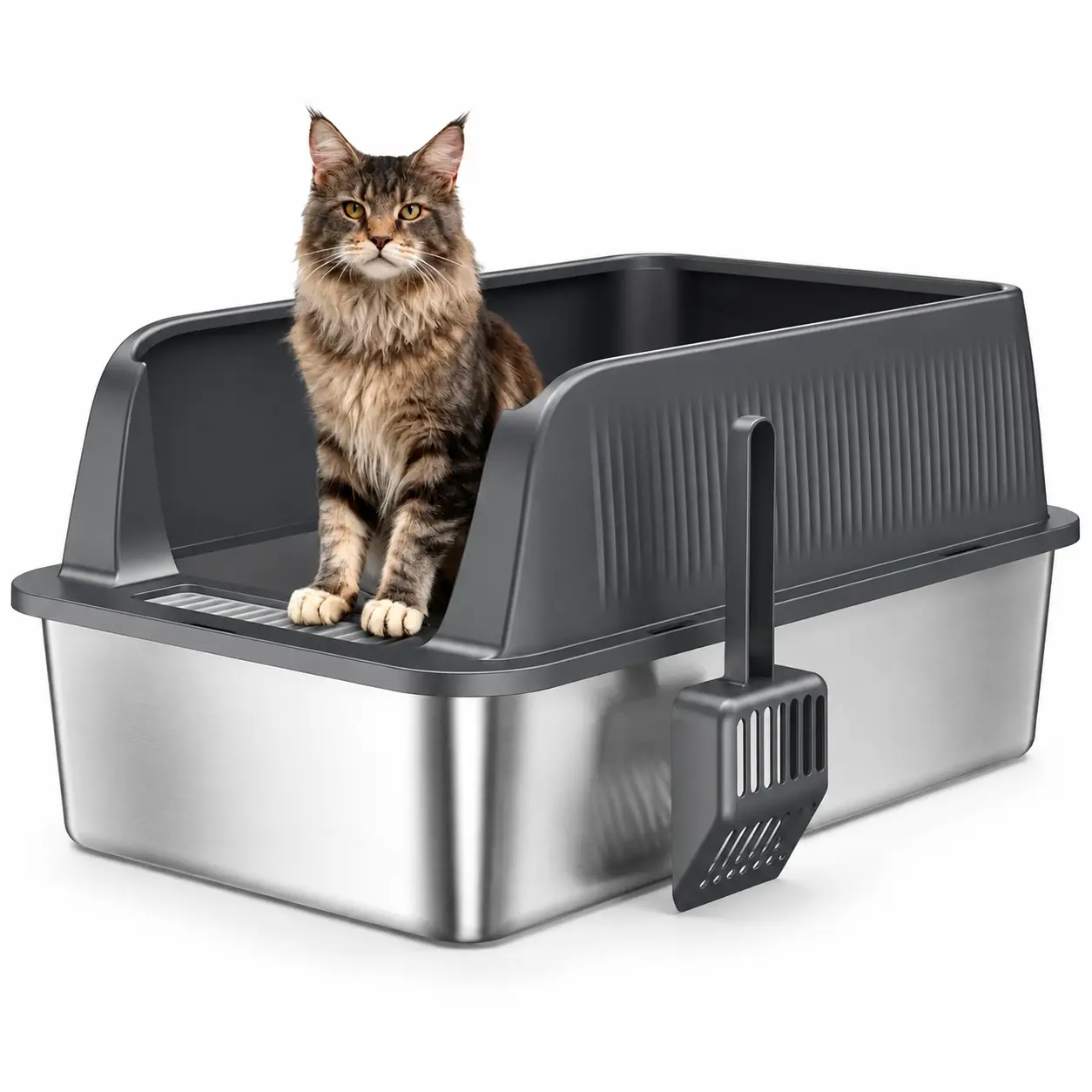 XXL Stainless Steel, Extra Large Pan for Large ,  Sided  Toilet Tray, Oversized Bathroom with Leak Proof Resistant Non Stick Surface, Easy Clean Durable Stainless Steel affordable smart anti-spl open to cont  bag pet pivot liners anti-urine litter