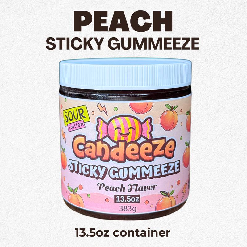 Candeeze Sticky Gummeeze Sampler Pack (4 Tubs) - TikTok Trending Candy - Blue Razz Watermelon Blackberry Peach