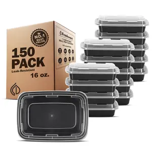 Freshware 16oz Meal Prep Containers with Lids – 150 Pack, 1 Compartment Bento Food Storage, BPA-Free, Stackable, Microwave & Freezer Safe