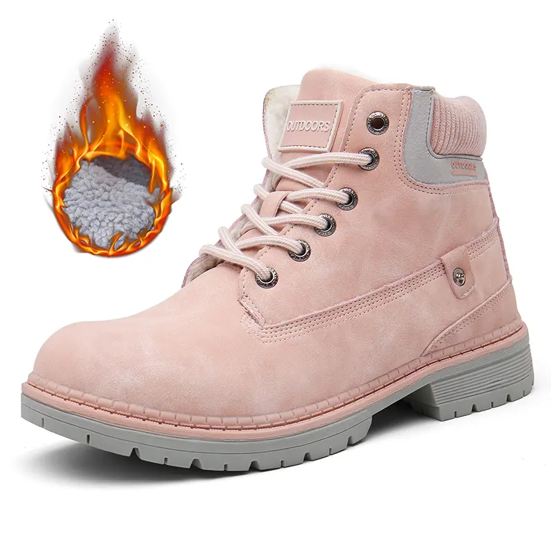 Mens Womens Snow Boots Warm Fur Lined Ankle Booties Hiking Trekking Trail Climbing Shoes Lace Up Anti-Slip Waterproof Working Outdoor Backpacking Boots