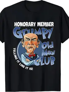 Men's Grumpy Old for Man Club Honorary Member T-Shirt- Soft, Summer, Short Sleeve, Men's Trendy Short Sleeve Shirt, Letter Pattern Print T-Shirt, Regular Crew Neck Tee