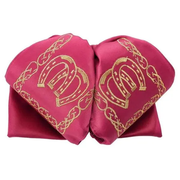 Moño Charro White Diamond Fucsia con Herraduras Oro