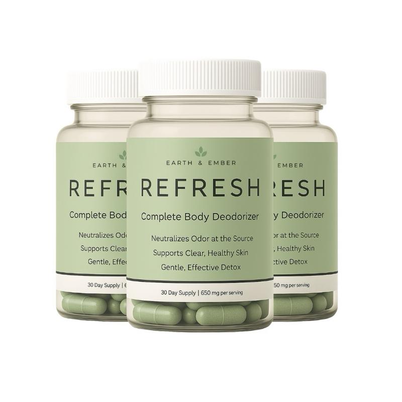 Earth & Ember | REFRESH The Complete Reset |Complete Body Deodorizer & Internal Cleanse Supplement with Chlorophyll Charcoal Parsley Peppermint Zinc & Vitamin C | Vegan Non-GMO Gluten-Free