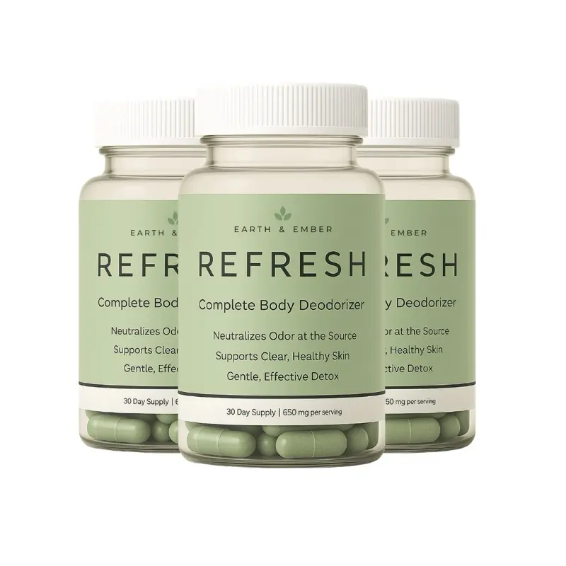 Earth & Ember | REFRESH The Complete Reset |Complete Body Deodorizer & Internal Cleanse Supplement with Chlorophyll Charcoal Parsley Peppermint Zinc & Vitamin C | Vegan Non-GMO Gluten-Free