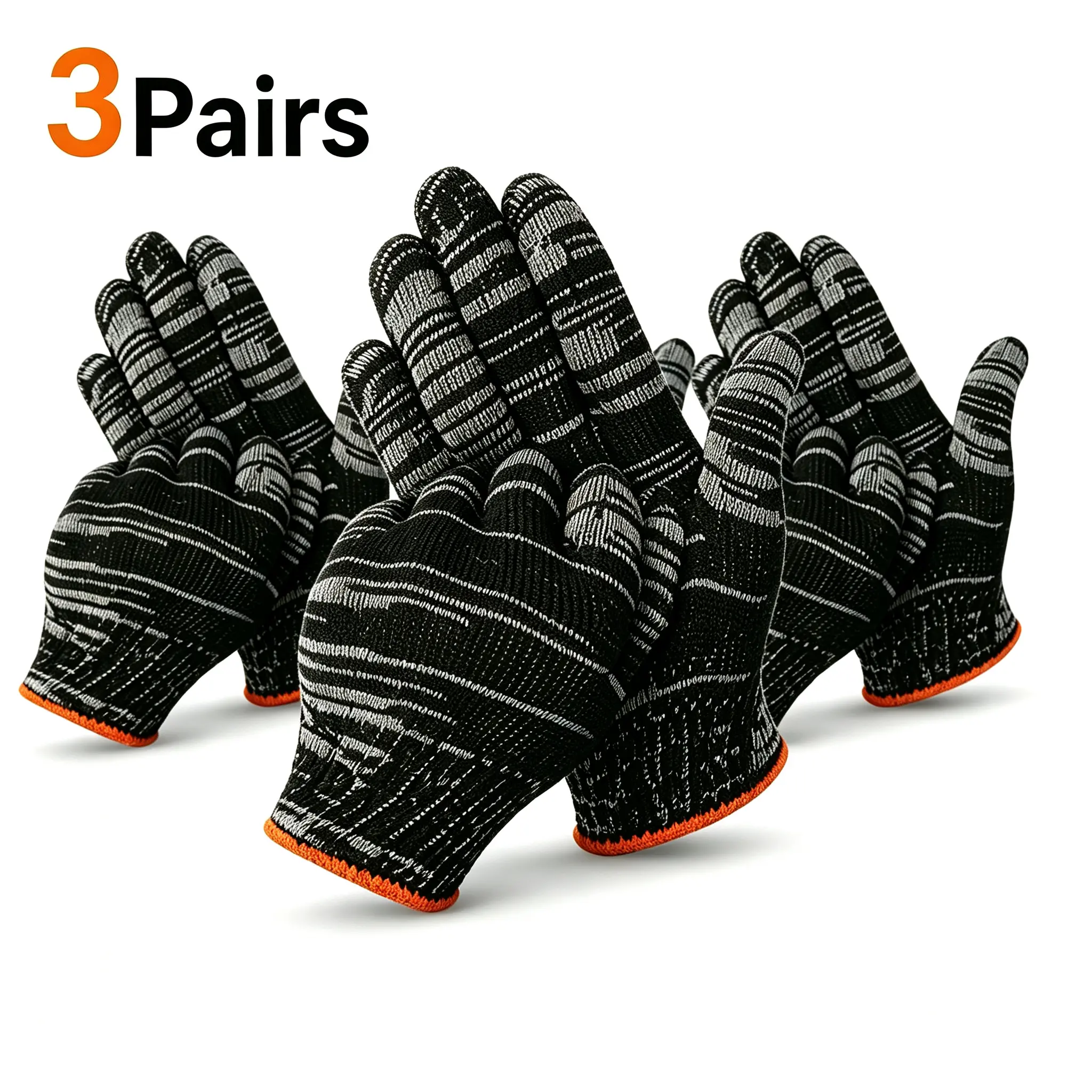 3 Pairs Classic Stretch Knit Work Gloves, Durable Dirt-Resistant Utility Gloves for Home, Construction, Warehouse, Material Handling & Logistics